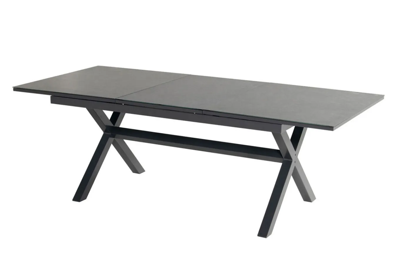 Xanadu / Raffaelo Garten-Essgruppe, xerix/natur, Alu/Teak/Glaskeramik, 6 Dining Sessel, 2 Klappstühle, 160/220x100cm, Teak Armlehnen Garten-Essgruppen|Aluminium-Gartenmöbel