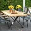 Online Xanadu / Raffaelo Garten-Essgruppe, xerix/anthrazit, Alu/Teakholz, 6 Stapelsessel, 220x100cm Garten-Essgruppen