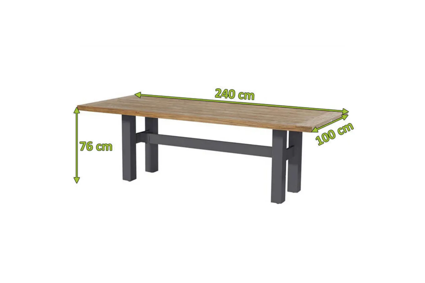 Hot Yasmani Esstisch, xerix/teak natural, Alu/Teak, 240x100cm Gartentische