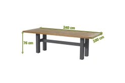 Hot Yasmani Esstisch, xerix/teak natural, Alu/Teak, 240x100cm Gartentische
