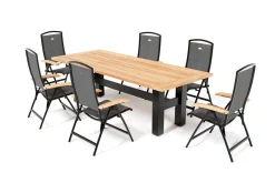 Best Yasmani Garten-Essgruppe mit 6 Sesseln, xerix/anthrazit, Alu/Textilene, ausziehbar & klappbar, pflegeleicht, witterungsbeständig Garten-Essgruppen|Aluminium-Gartenmöbel