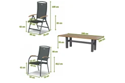 Clearance Yasmani/Raffaelo Garten-Essgruppe, xerix, Alu/Teakholz, 240x100cm, 6 Stapel-, 2 Klappstühle Garten-Essgruppen|Aluminium-Gartenmöbel