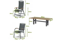 Clearance Yasmani/Raffaelo Garten-Essgruppe, xerix, Alu/Teakholz, 240x100cm, 6 Stapel-, 2 Klappstühle Garten-Essgruppen|Aluminium-Gartenmöbel