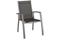 Discount Altura Garten-Essgruppe, anthrazit, Alu/Textilene, Tisch 180/240x100cm, 6 Stapelsessel Garten-Essgruppen|Aluminium-Gartenmöbel