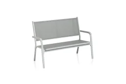 New BASIC PLUS Bank,weiß matt/hellgrau, Alu/Outdoorgewebe, pflegeleicht, langlebiges Material, 0301211-5200 Aluminium-Gartenmöbel|Gartenbänke & Gartensofas