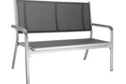 Outlet BasicPlus 2er-Bank, silber/anthrazit, Alu/Textilene, 140x65cm, 0301211-0000 Gartenbänke & Gartensofas