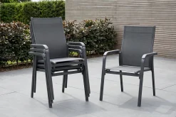 Best BasicPlus 4er-Set Stapelsessel, anthrazit/anthrazit, 0301205-7000 Gartenstühle & Gartensessel