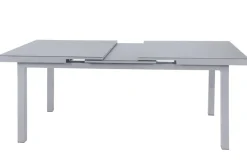 Online BasicPlus Garten-Essgruppe, silber, Alu/Textilene, Tisch 180/240x100cm, 4 Stapel-, 2 Klappstühle Garten-Essgruppen|Aluminium-Gartenmöbel