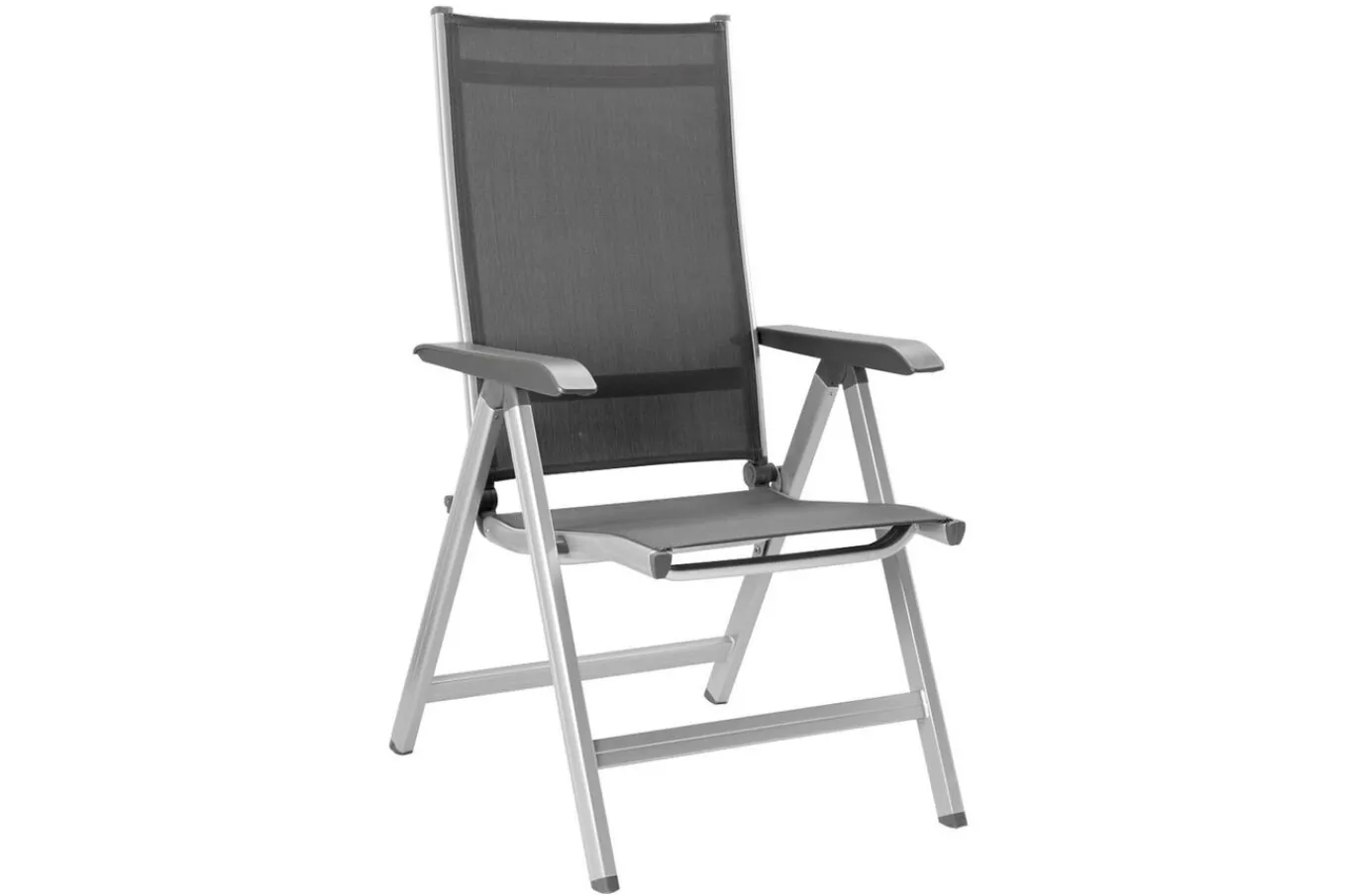 BasicPlus Garten-Essgruppe, silber/anthrazit, Alu/Spraystone/Textil, 160 x 95 cm, 4 Klappstühle Garten-Essgruppen