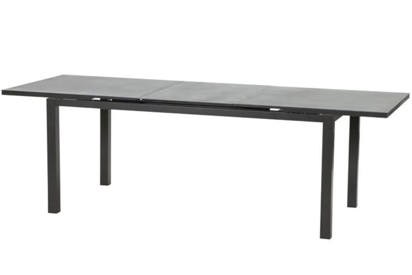 Discount Basic Plus Garten-Essgruppe, anthrazit/anthrazit, Alu/Textilene, 180/240x90cm, 4 Stapel-, 2 Klappstühle Garten-Essgruppen|Aluminium-Gartenmöbel