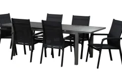 Clearance Basic Plus Garten-Essgruppe, anthrazit/anthrazit, Alu/Textilene, 180/240x90cm, 6 Stapelsessel Garten-Essgruppen