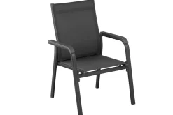 Best BasicPlus Garten-Essgruppe, anthrazit, Alu/Textilene, Tisch 180/240x100cm, 6 Stapelsessel Garten-Essgruppen