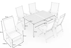 Outlet BasicPlus Garten-Essgruppe mit 6 Sesseln & Tisch, anthrazit matt, Alu/Textilene, ausziehbar & klappbar Garten-Essgruppen|Aluminium-Gartenmöbel