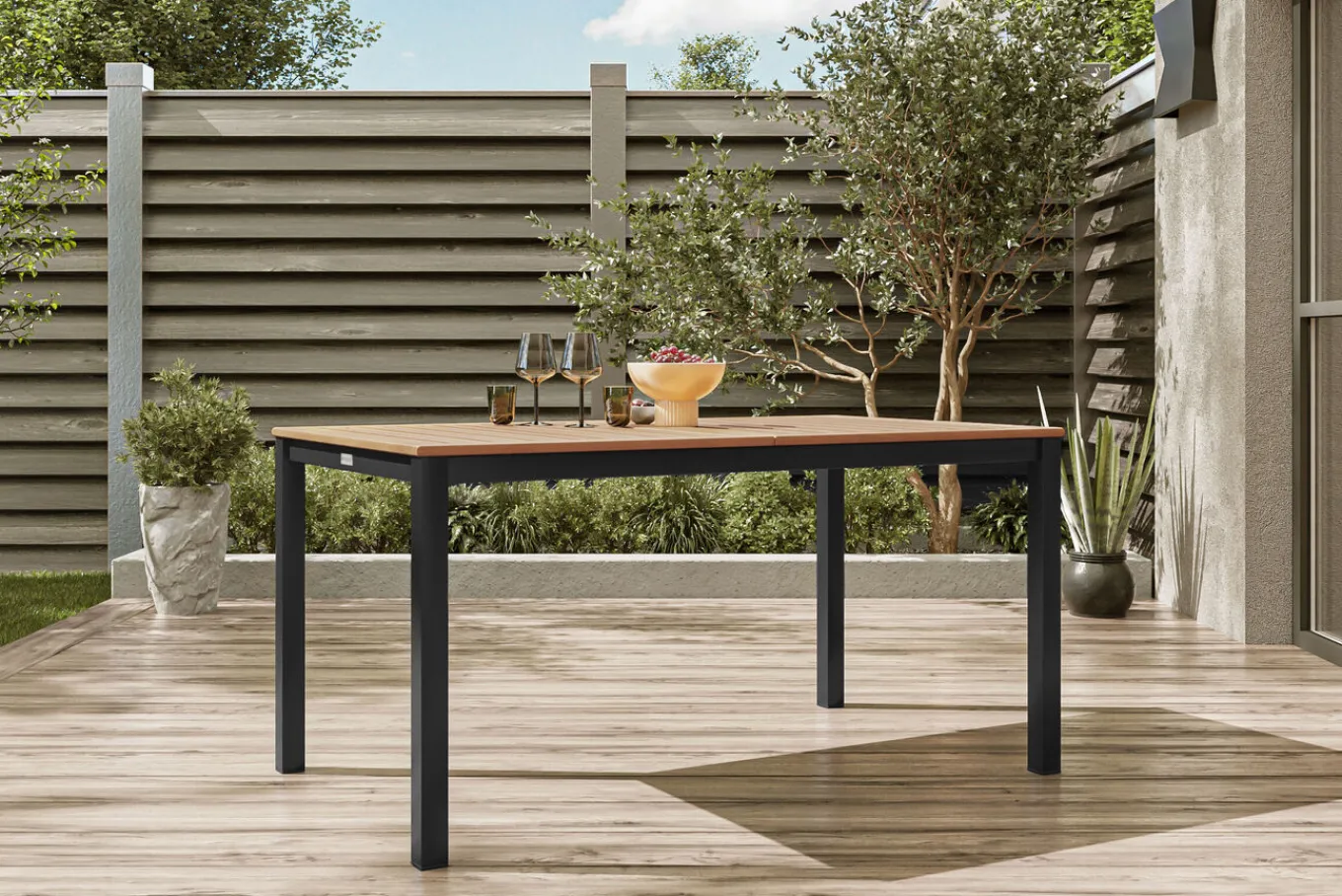 Outlet BasicPlus Garten-Essgruppe mit 6 Sesseln & Tisch, anthrazit matt, Alu/Textilene, ausziehbar & klappbar Garten-Essgruppen|Aluminium-Gartenmöbel