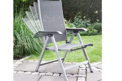 Best BasicPlus Garten-Essgruppe, silber / anthrazit, Alu / Spraystone / Textil, Tisch 180/280x100cm, 10 Klappstühle Garten-Essgruppen