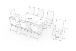 Best BasicPlus Garten-Essgruppe, 8 Personen, ausziehbarer Tisch 180–240 cm, Aluminium/Textilene Garten-Essgruppen