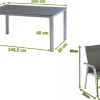 Discount BasicPlus Garten-Essgruppe, silber/anthrazit, Alu/Spraystone/Textil, 160x95 cm, 6 Stapelsessel Garten-Essgruppen