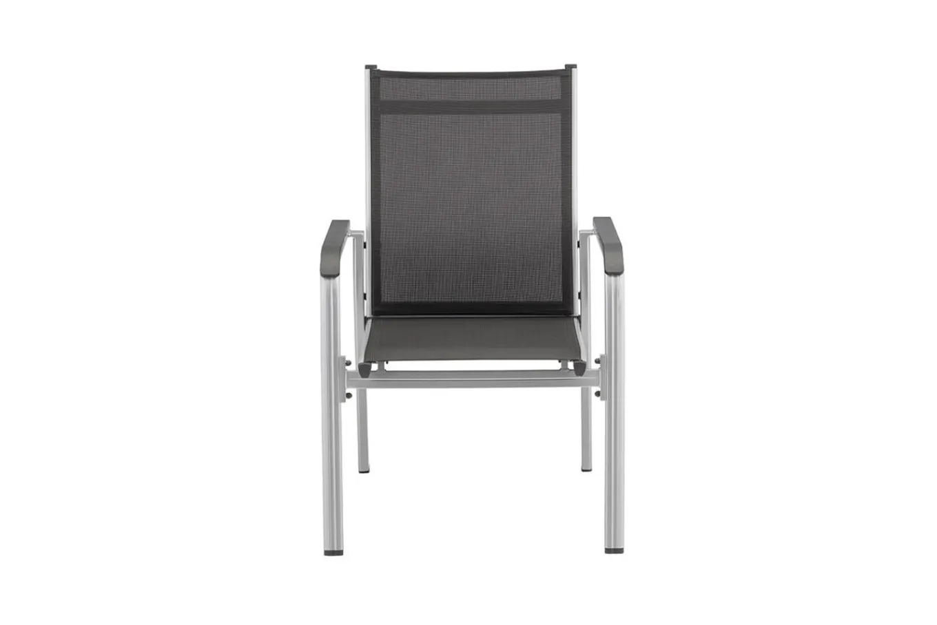 Discount BasicPlus Garten-Essgruppe, silber/anthrazit, Alu/Spraystone/Textil, 160x95 cm, 6 Stapelsessel Garten-Essgruppen