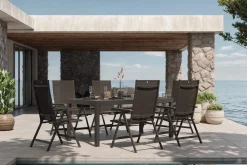 Sale BasicPlus Garten-Essgruppe, 6 Personen, ausziehbarer Tisch 180–240 cm, Aluminium/Textilene Garten-Essgruppen|Aluminium-Gartenmöbel