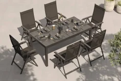 Sale BasicPlus Garten-Essgruppe, 6 Personen, ausziehbarer Tisch 180–240 cm, Aluminium/Textilene Garten-Essgruppen|Aluminium-Gartenmöbel