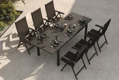 Sale BasicPlus Garten-Essgruppe, 6 Personen, ausziehbarer Tisch 180–240 cm, Aluminium/Textilene Garten-Essgruppen|Aluminium-Gartenmöbel