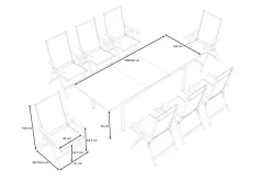 Best BasicPlus Garten-Essgruppe, 8 Personen, ausziehbar, 180-240cm, Alu/Textilene, Klappstühle Garten-Essgruppen|Aluminium-Gartenmöbel