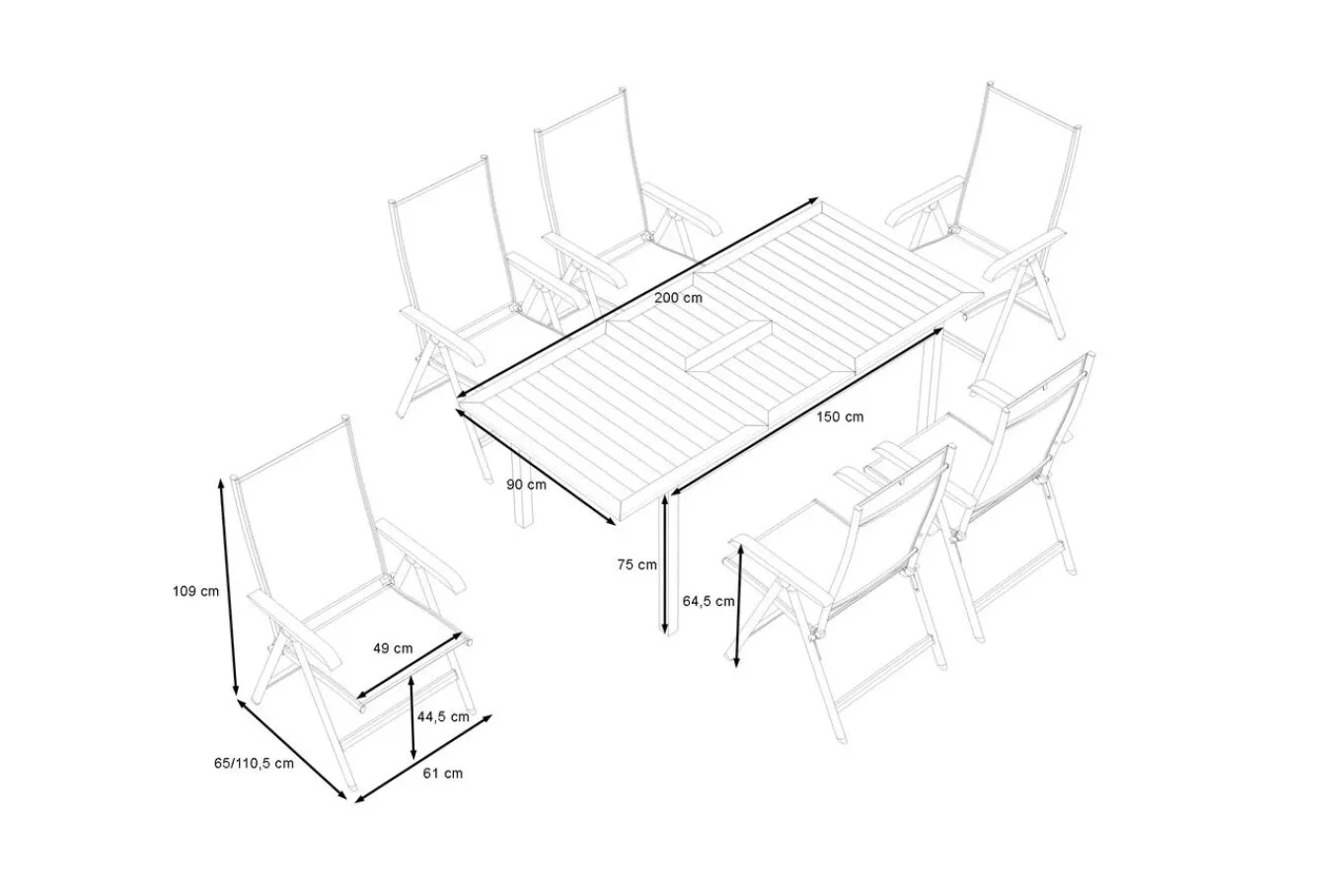 Hot BasicPlus Garten-Essgruppe mit 6 Sesseln, silber/anthrazit, Alu/Edelstahl, ausziehbar & klappbar, UV-beständig, pflegeleicht Garten-Essgruppen|Edelstahl-Gartenmöbel