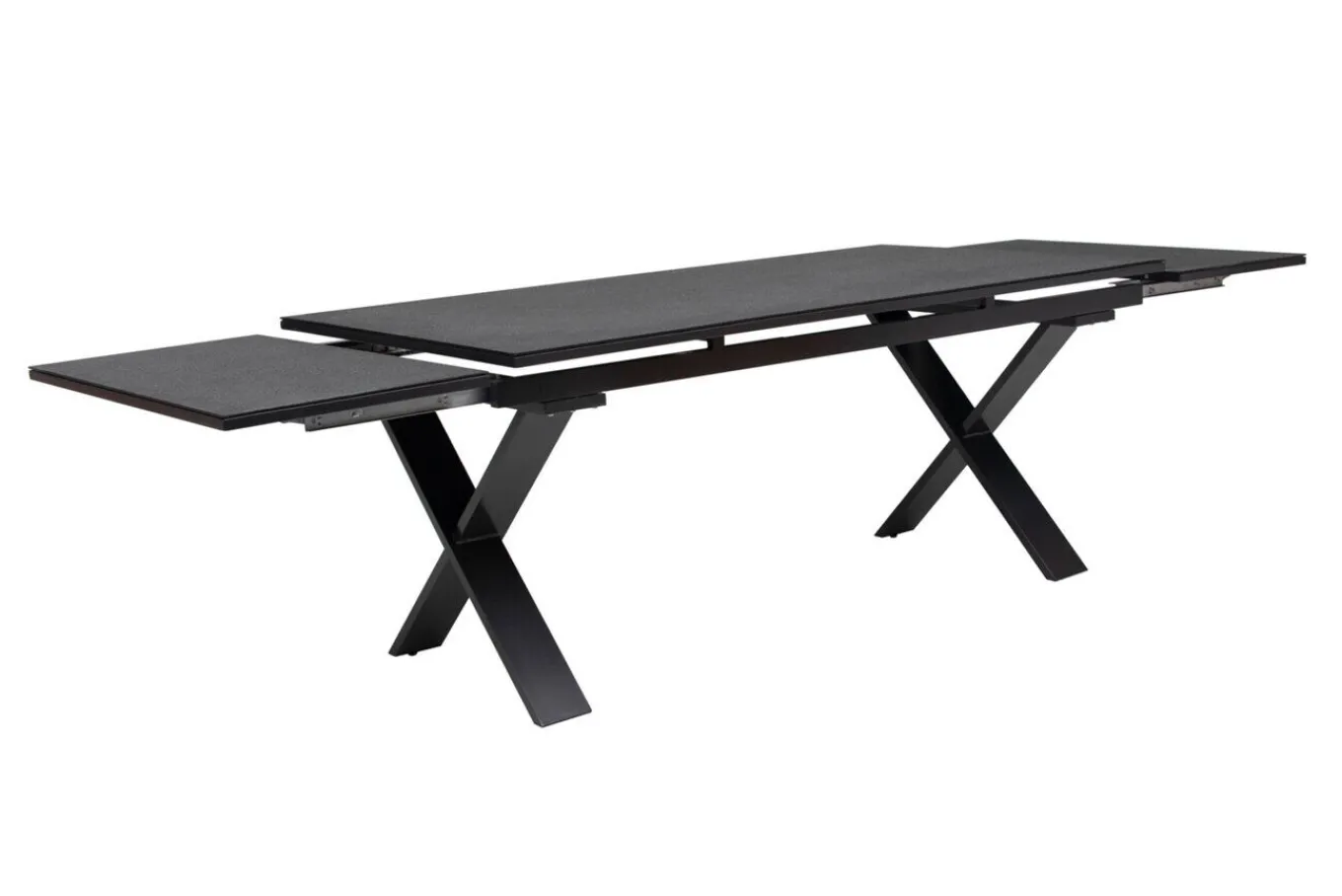 Outlet BasicPlus Garten-Essgruppe, anthrazit, Alu / Spraystone / Textil, Tisch 180/280x100cm, 8 Stapelsessel Garten-Essgruppen|Aluminium-Gartenmöbel