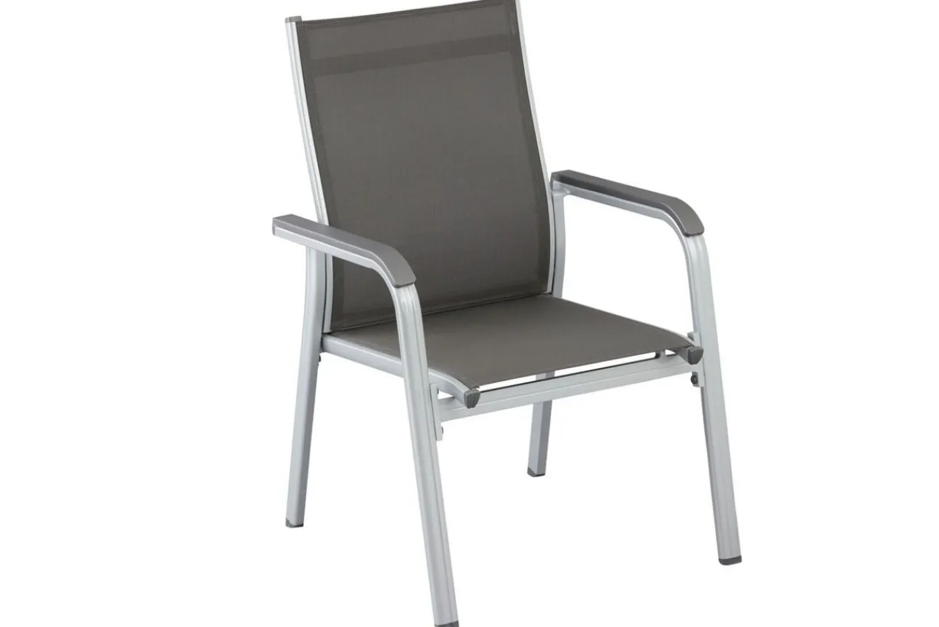 Discount BasicPlus Garten-Essgruppe, silber, Alu/Textilene, Tisch 180/240x100cm, 8 Stapelsessel Garten-Essgruppen