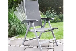 Outlet BasicPlus Garten-Essgruppe mit 6 Sesseln, silber/anthrazit, Alu/Edelstahl, schmutzabweisend, platzsparend, pflegeleicht Garten-Essgruppen|Edelstahl-Gartenmöbel