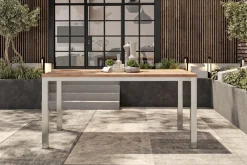 Outlet BasicPlus Garten-Essgruppe mit 6 Sesseln, silber/anthrazit, Alu/Edelstahl, schmutzabweisend, platzsparend, pflegeleicht Garten-Essgruppen|Edelstahl-Gartenmöbel