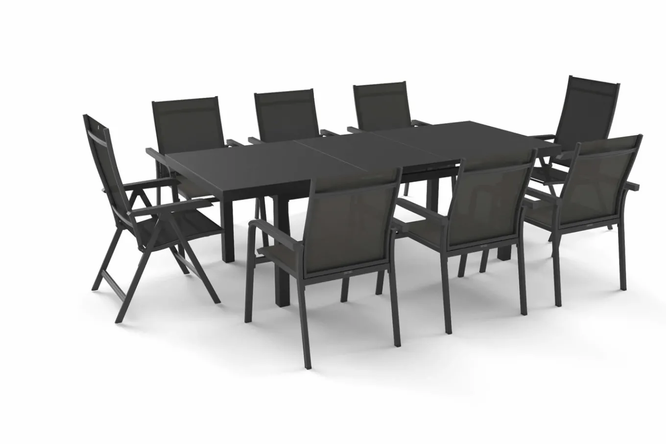 Online BasicPlus Garten-Essgruppe, 8 Personen, ausziehbar, 180-240cm, Alu/Textilene Garten-Essgruppen