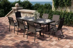Online BasicPlus Garten-Essgruppe, 8 Personen, ausziehbar, 180-240cm, Alu/Textilene Garten-Essgruppen