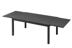 Sale BasicPlus Garten-Essgruppe, anthrazit/schwarz, Alu/Textilene/Spraystone-Glas, Tisch 160/260 x 100 cm, 6 Klappstühle Garten-Essgruppen