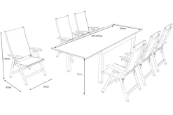 Sale BasicPlus Garten-Essgruppe, anthrazit/schwarz, Alu/Textilene/Spraystone-Glas, Tisch 160/260 x 100 cm, 6 Klappstühle Garten-Essgruppen