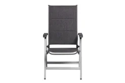 Discount BasicPlus Padded Klappstuhl, silber/anthrazit, Alu/Textilene, 0301201-9000, verstellbare Rückenlehne Aluminium-Gartenmöbel|Gartenstühle & Gartensessel