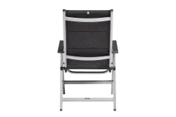 Discount BasicPlus Padded Klappstuhl, silber/anthrazit, Alu/Textilene, 0301201-9000, verstellbare Rückenlehne Aluminium-Gartenmöbel|Gartenstühle & Gartensessel