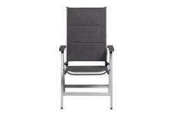 Discount BasicPlus Padded Klappstuhl, silber/anthrazit, Alu/Textilene, 0301201-9000, verstellbare Rückenlehne Aluminium-Gartenmöbel|Gartenstühle & Gartensessel