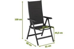 Clearance BasicPlus PaddedKlappstuhl, anthrazit, Alu/Textilene, 0301201-9400, verstellbare Rückenlehne Aluminium-Gartenmöbel|Gartenstühle & Gartensessel