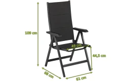 Clearance BasicPlus PaddedKlappstuhl, anthrazit, Alu/Textilene, 0301201-9400, verstellbare Rückenlehne Aluminium-Gartenmöbel|Gartenstühle & Gartensessel