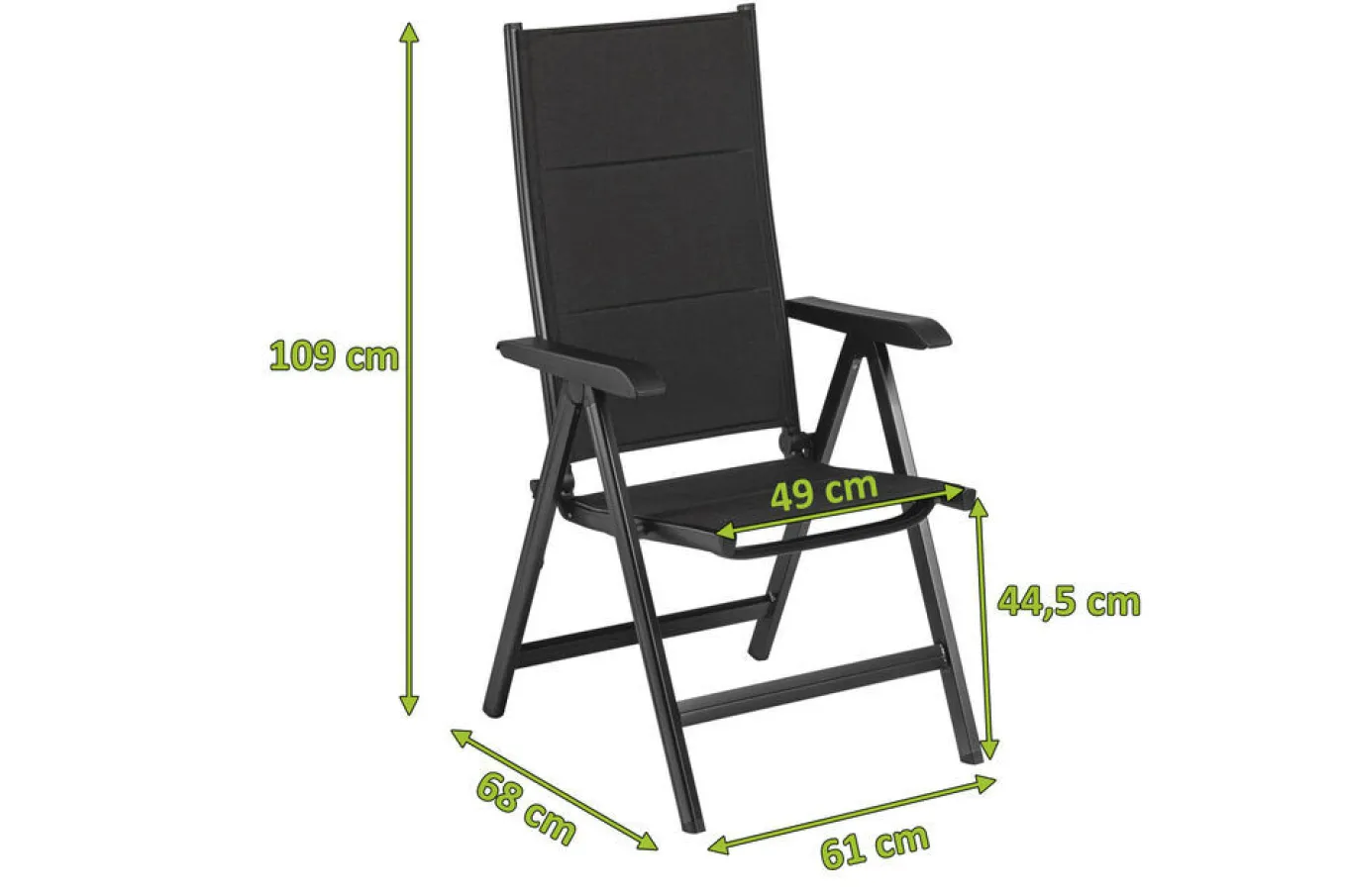 Clearance BasicPlus PaddedKlappstuhl, anthrazit, Alu/Textilene, 0301201-9400, verstellbare Rückenlehne Aluminium-Gartenmöbel|Gartenstühle & Gartensessel