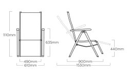 Online BASIC PLUS Padded Relaxsessel, silber/anthrazit meliert, Alu/Outdoorgewebe, klappbar, robust, 0301216-9000 Aluminium-Gartenmöbel|Gartenstühle & Gartensessel