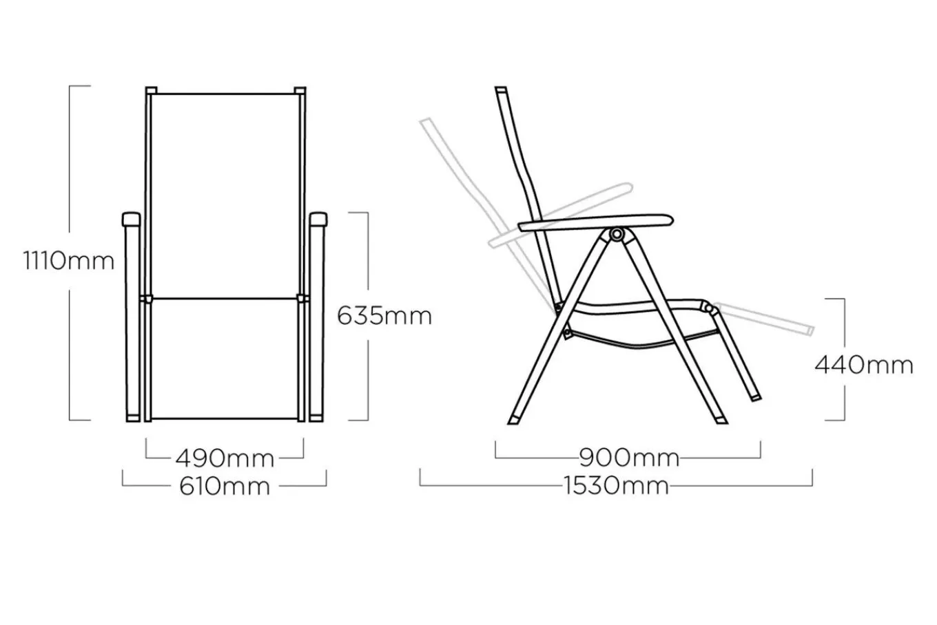 Online BASIC PLUS Padded Relaxsessel, silber/anthrazit meliert, Alu/Outdoorgewebe, klappbar, robust, 0301216-9000 Aluminium-Gartenmöbel|Gartenstühle & Gartensessel