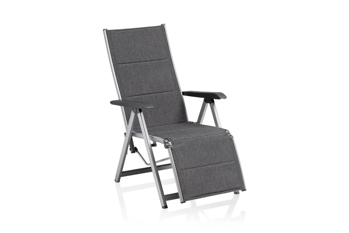 Online BASIC PLUS Padded Relaxsessel, silber/anthrazit meliert, Alu/Outdoorgewebe, klappbar, robust, 0301216-9000 Aluminium-Gartenmöbel|Gartenstühle & Gartensessel