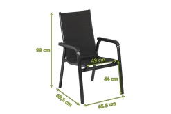 Hot BasicPlus PaddedStapelsessel, anthrazit, Alu/Textilene, 0301202-9400, stapelbar Aluminium-Gartenmöbel|Gartenstühle & Gartensessel