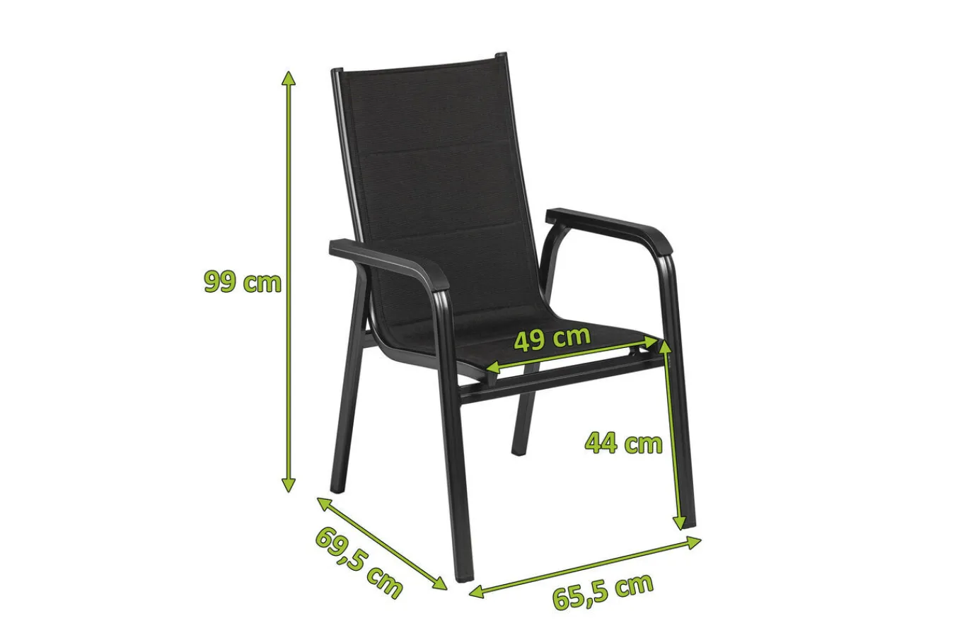 Hot BasicPlus PaddedStapelsessel, anthrazit, Alu/Textilene, 0301202-9400, stapelbar Aluminium-Gartenmöbel|Gartenstühle & Gartensessel