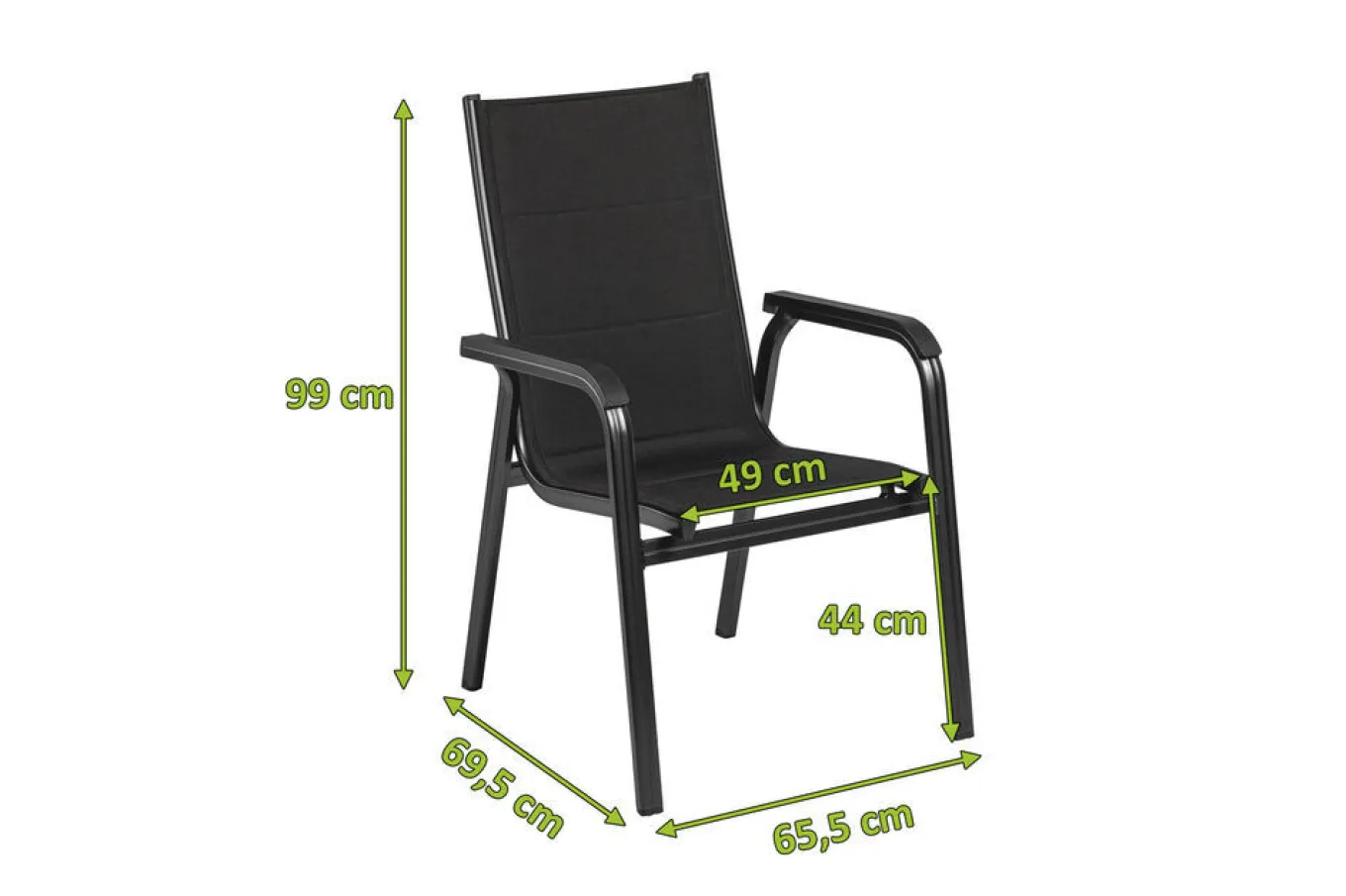 Hot BasicPlus PaddedStapelsessel, anthrazit, Alu/Textilene, 0301202-9400, stapelbar Aluminium-Gartenmöbel|Gartenstühle & Gartensessel