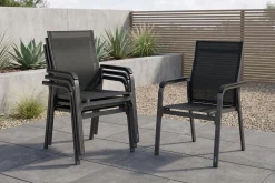Online Basic PlusPremium, anthrazit/lakritz, Alu/Outdoorgewebe, 4x Stapelsessel (0102405-7000) Garten-Essgruppen