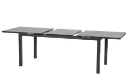 Outlet BasicPlus Premium Garten-Essgruppe, anthrazit, Alu/Spraystone, Tisch 180/240x90 cm, 6 Stapelsessel Garten-Essgruppen|Aluminium-Gartenmöbel