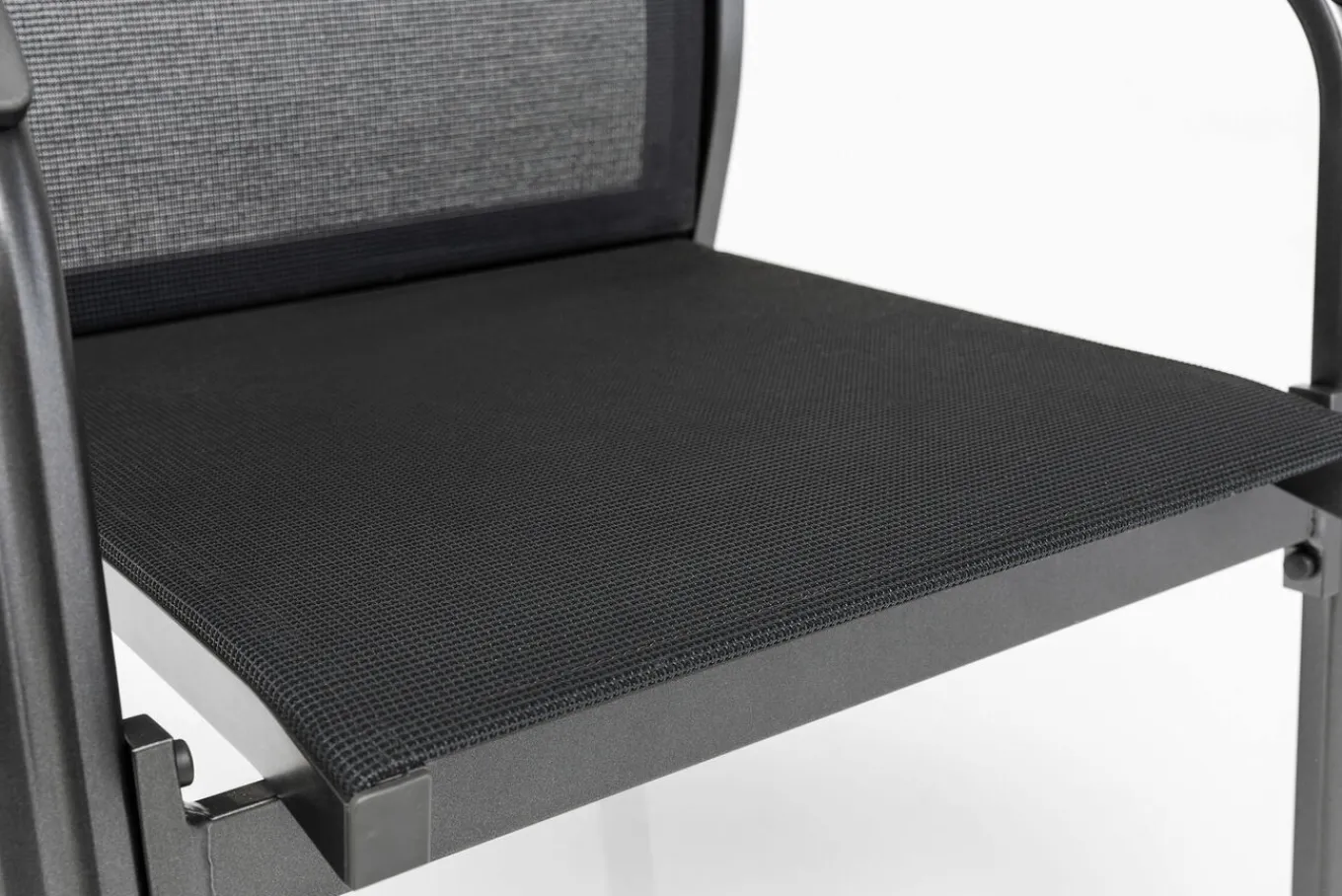 Outlet BasicPlus Premium Garten-Essgruppe, anthrazit, Alu/Spraystone, Tisch 180/240x90 cm, 6 Stapelsessel Garten-Essgruppen|Aluminium-Gartenmöbel